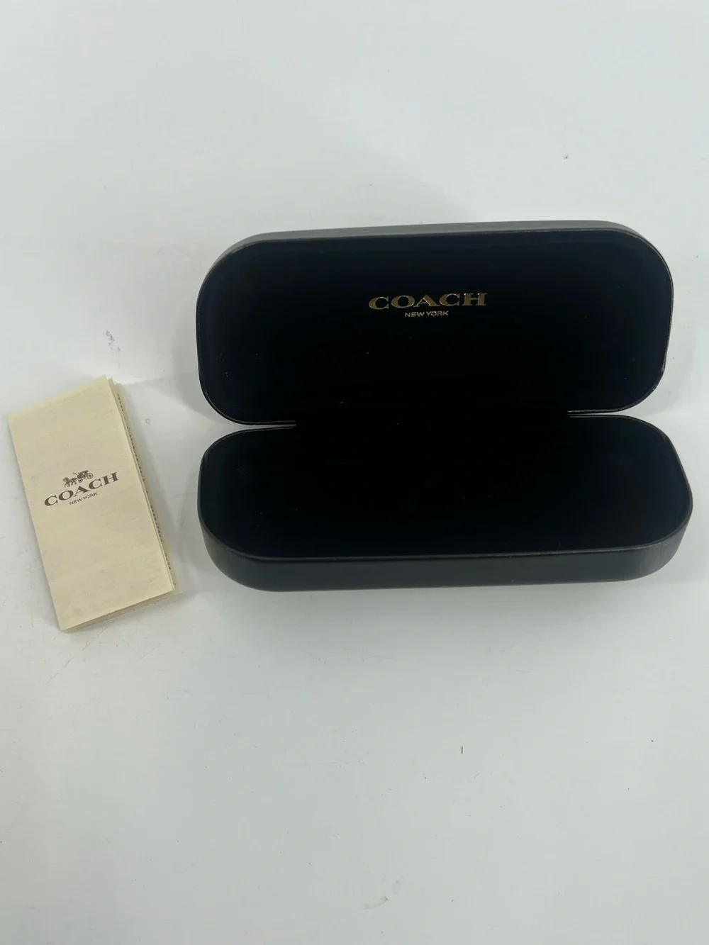COACH New York Black Leather Eyewear Clamshell Case